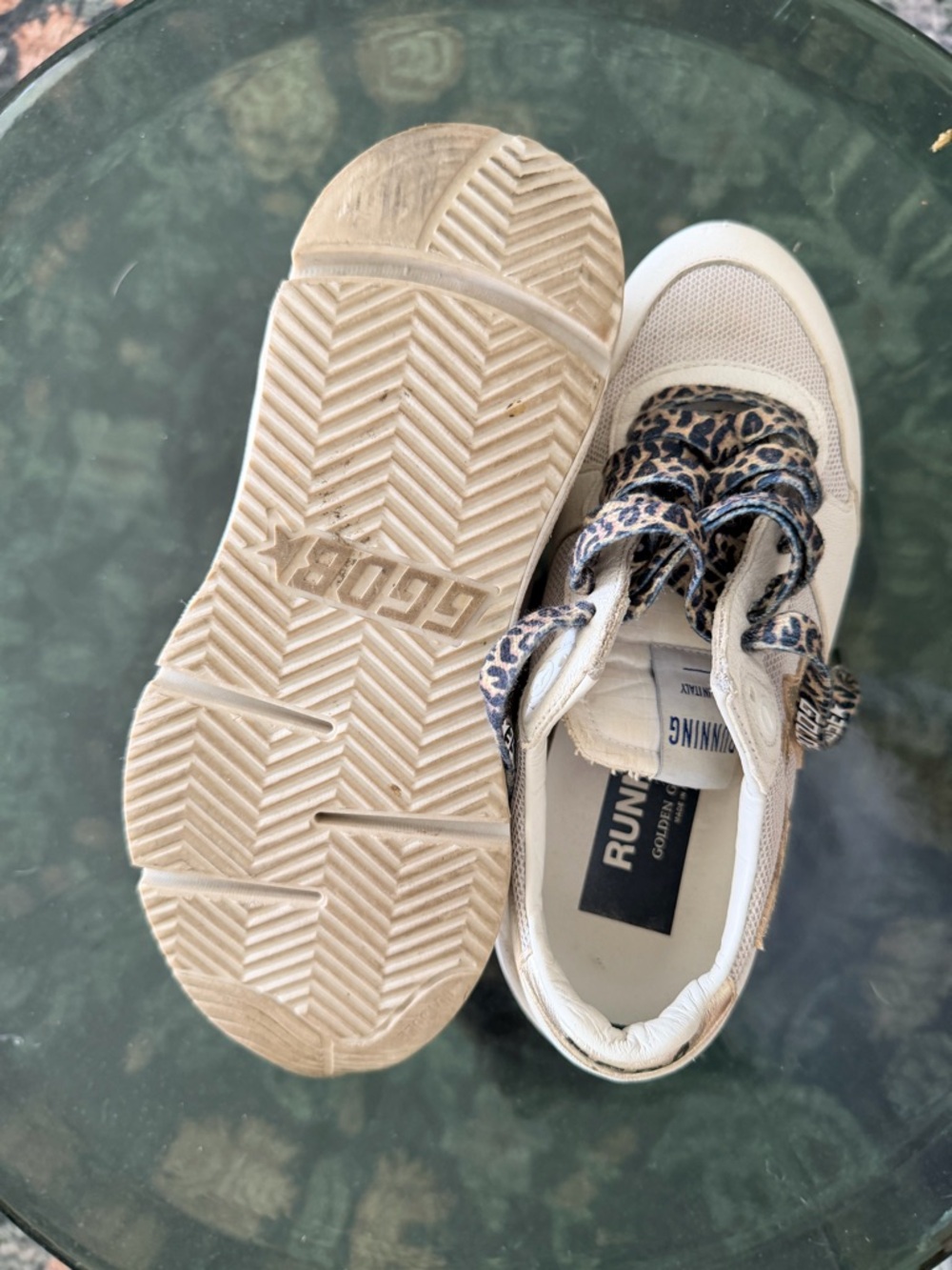 Golden Goose Women’s Cream Star-Accent Sneakers with Leopard Laces - Picture 3 of 6